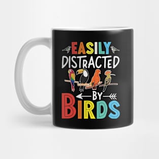 Easily Distracted By Birds Funny Colorful Birding Mug